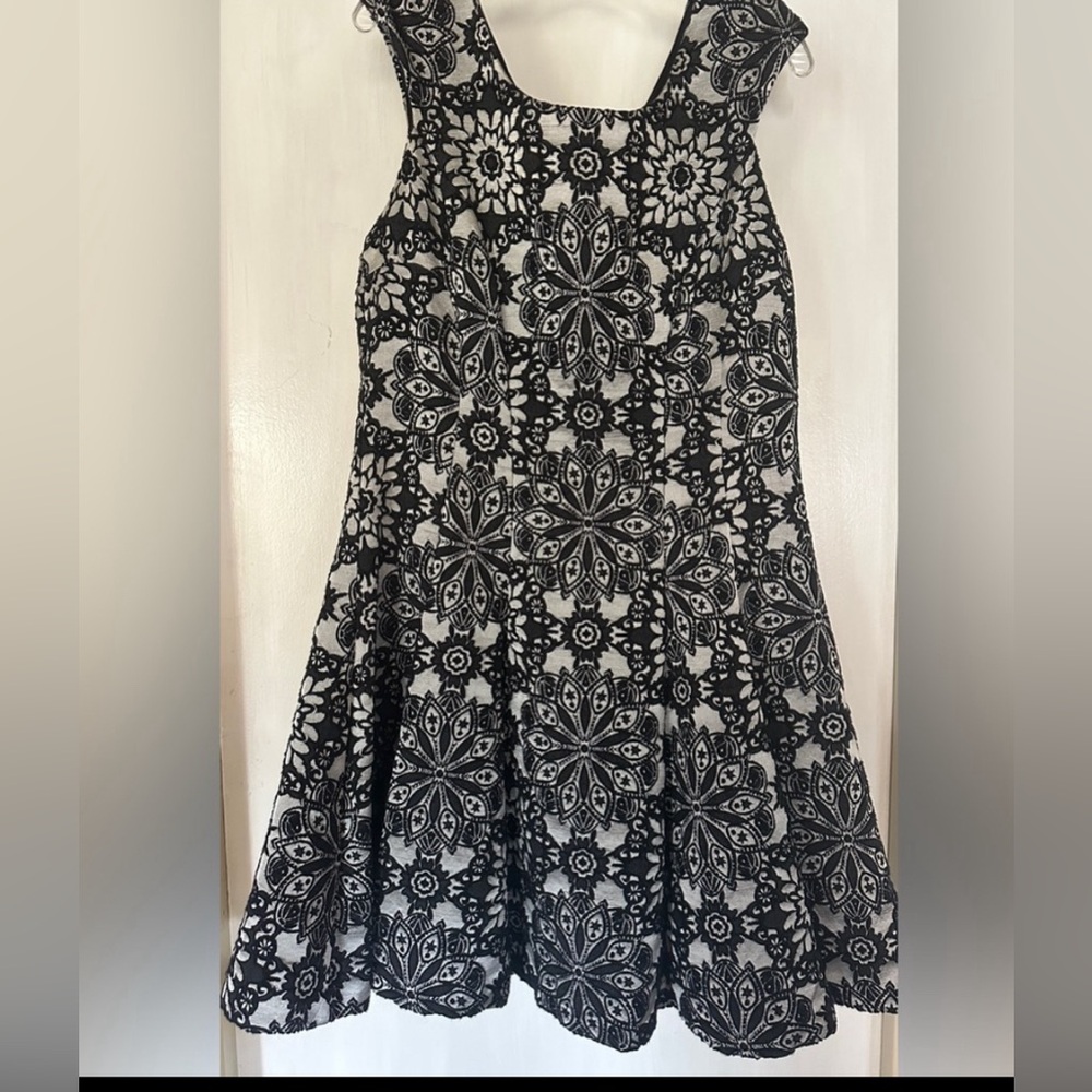BETSEY JOHNSON Black and Silver Brocade Dress